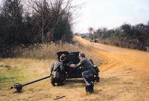 Ralph and Leon Lovett with a 3,7cm. Panzer Abwehr Kanone (PAK) 1936 in a mock ambush